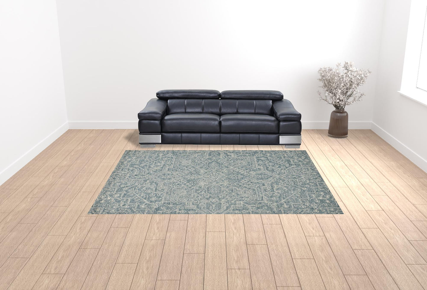5' X 8' Ivory And Brown Wool Floral Tufted Handmade Stain Resistant Area Rug