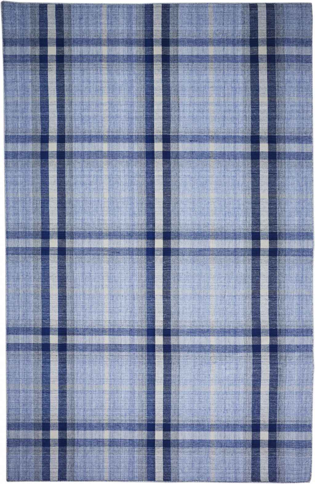 5' X 8' Ivory Blue And Black Abstract Hand Woven Stain Resistant Area Rug