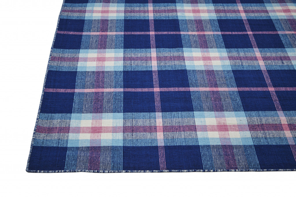 5' X 8' Ivory Blue And Black Abstract Hand Woven Stain Resistant Area Rug