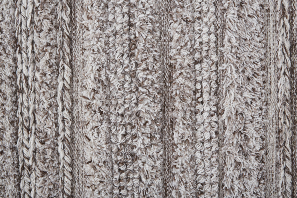 10' X 14' Gray Silver And Ivory Striped Hand Woven Stain Resistant Area Rug