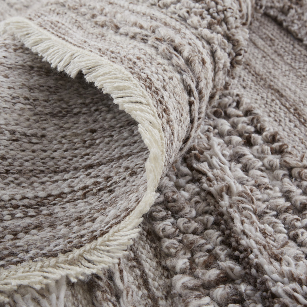 10' X 14' Gray Silver And Ivory Striped Hand Woven Stain Resistant Area Rug