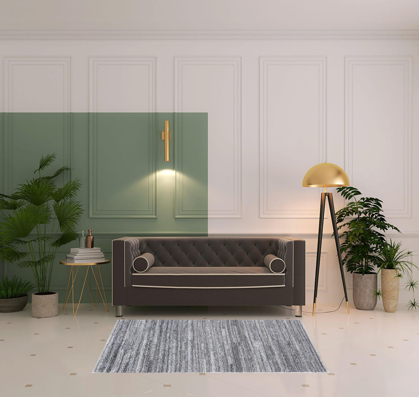 10' X 14' Gray Silver And Ivory Striped Hand Woven Stain Resistant Area Rug