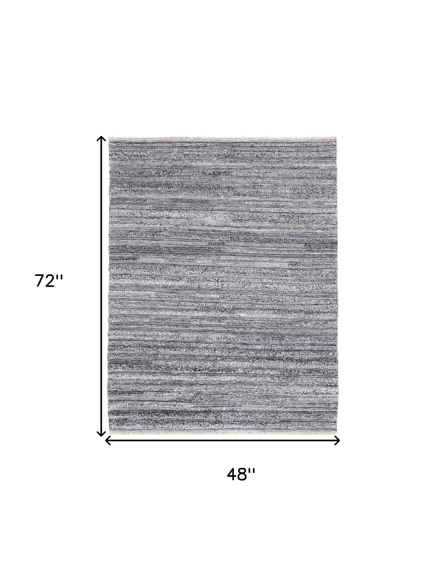10' X 14' Gray Silver And Ivory Striped Hand Woven Stain Resistant Area Rug