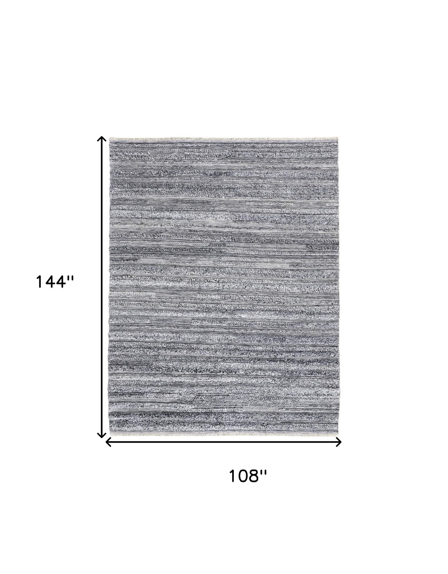 10' X 14' Gray Silver And Ivory Striped Hand Woven Stain Resistant Area Rug