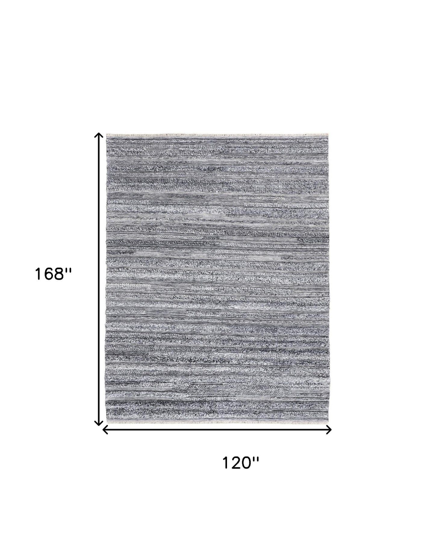 10' X 14' Gray Silver And Ivory Striped Hand Woven Stain Resistant Area Rug