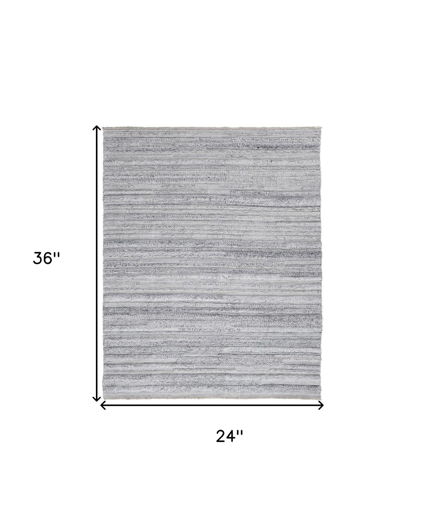 10' X 14' Gray Silver And Ivory Striped Hand Woven Stain Resistant Area Rug