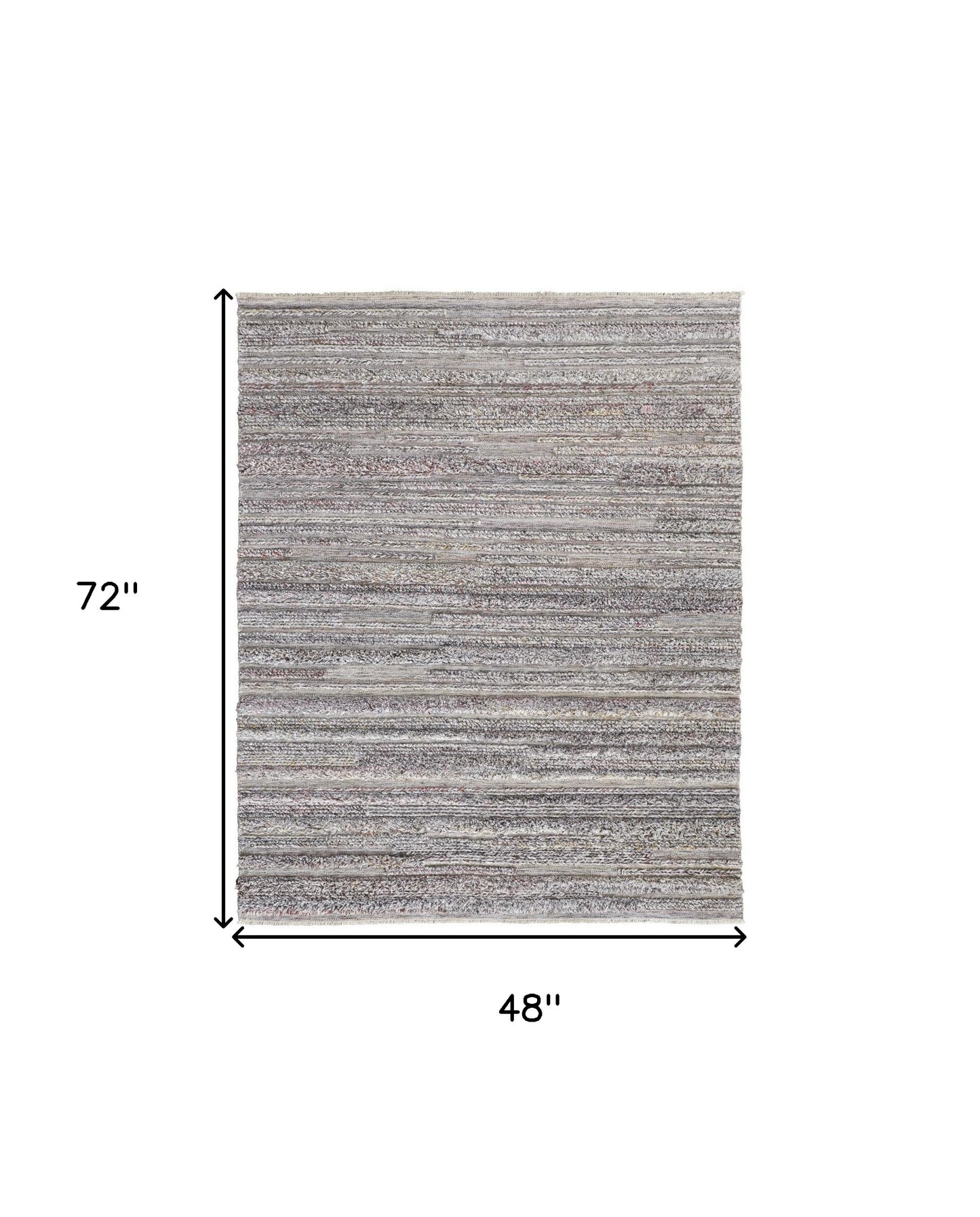 10' X 14' Gray Silver And Ivory Striped Hand Woven Stain Resistant Area Rug