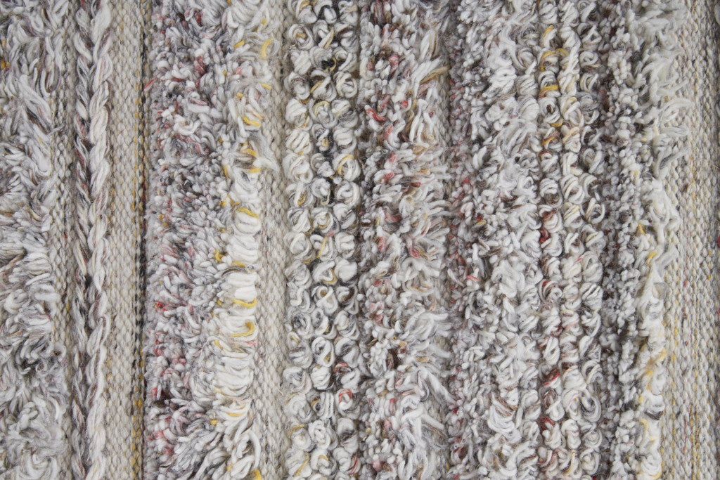 10' X 14' Gray Silver And Ivory Striped Hand Woven Stain Resistant Area Rug