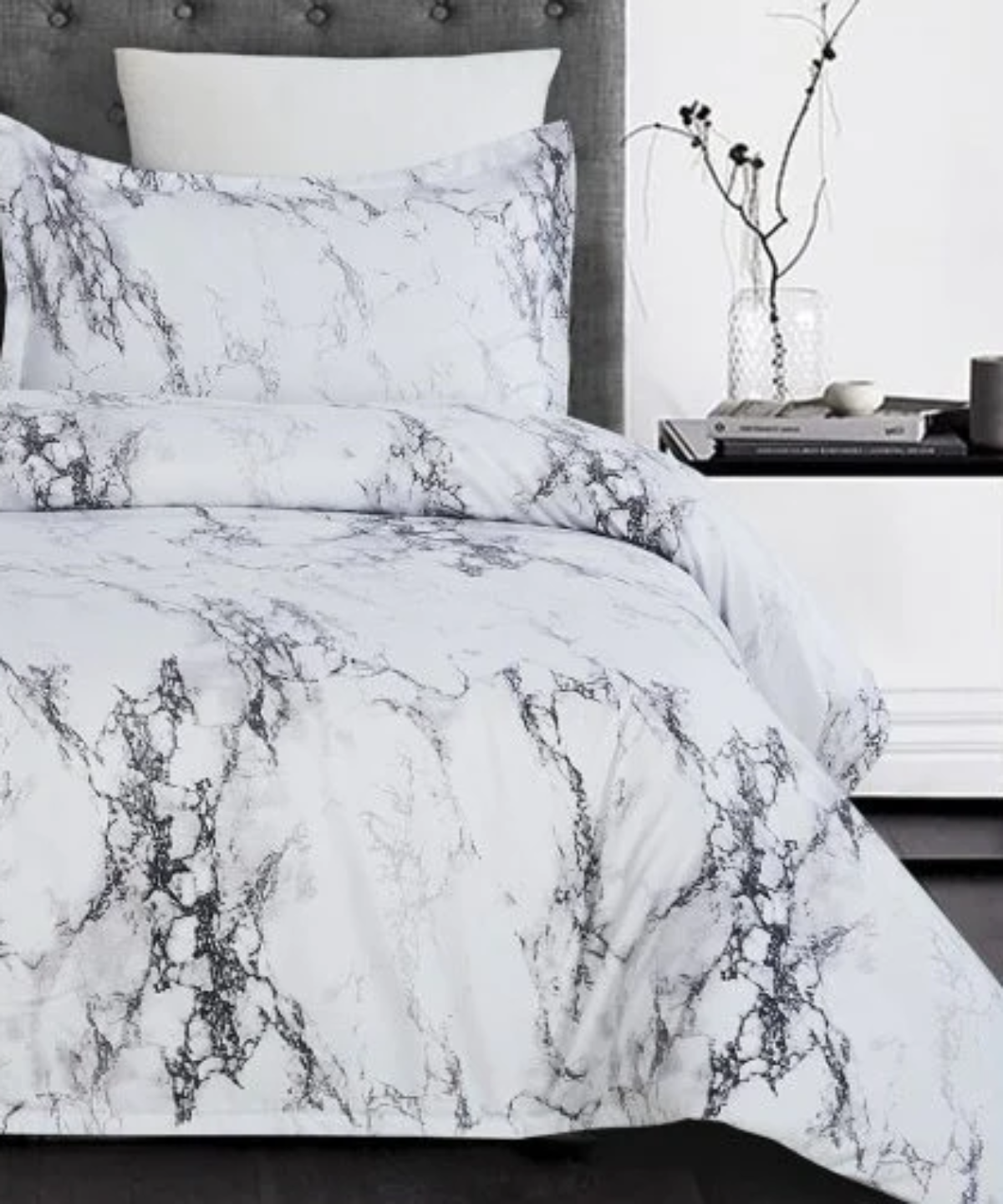 Gray And White Queen Microfiber 800 Thread Count Machine Washable Duvet Cover Set