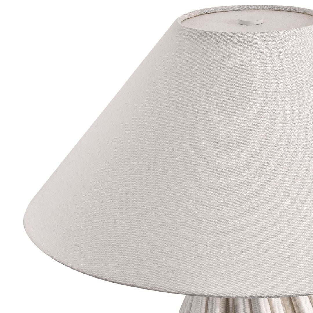 24" White Ceramic Bedside Table Lamp With White Empire Shade