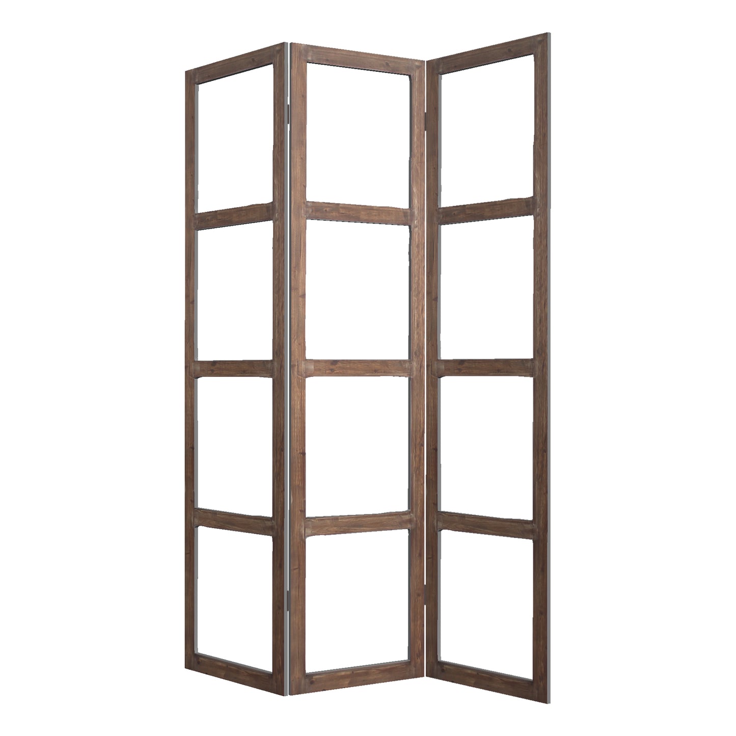 63 X 84 Brown Wood Glass Screen