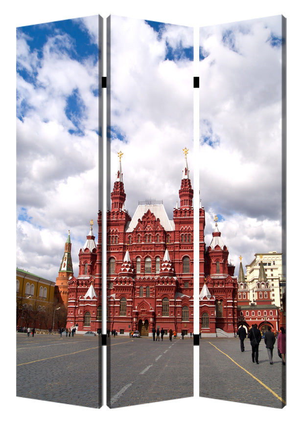 48" X 72" Multi Color Wood Canvas Russia Screen
