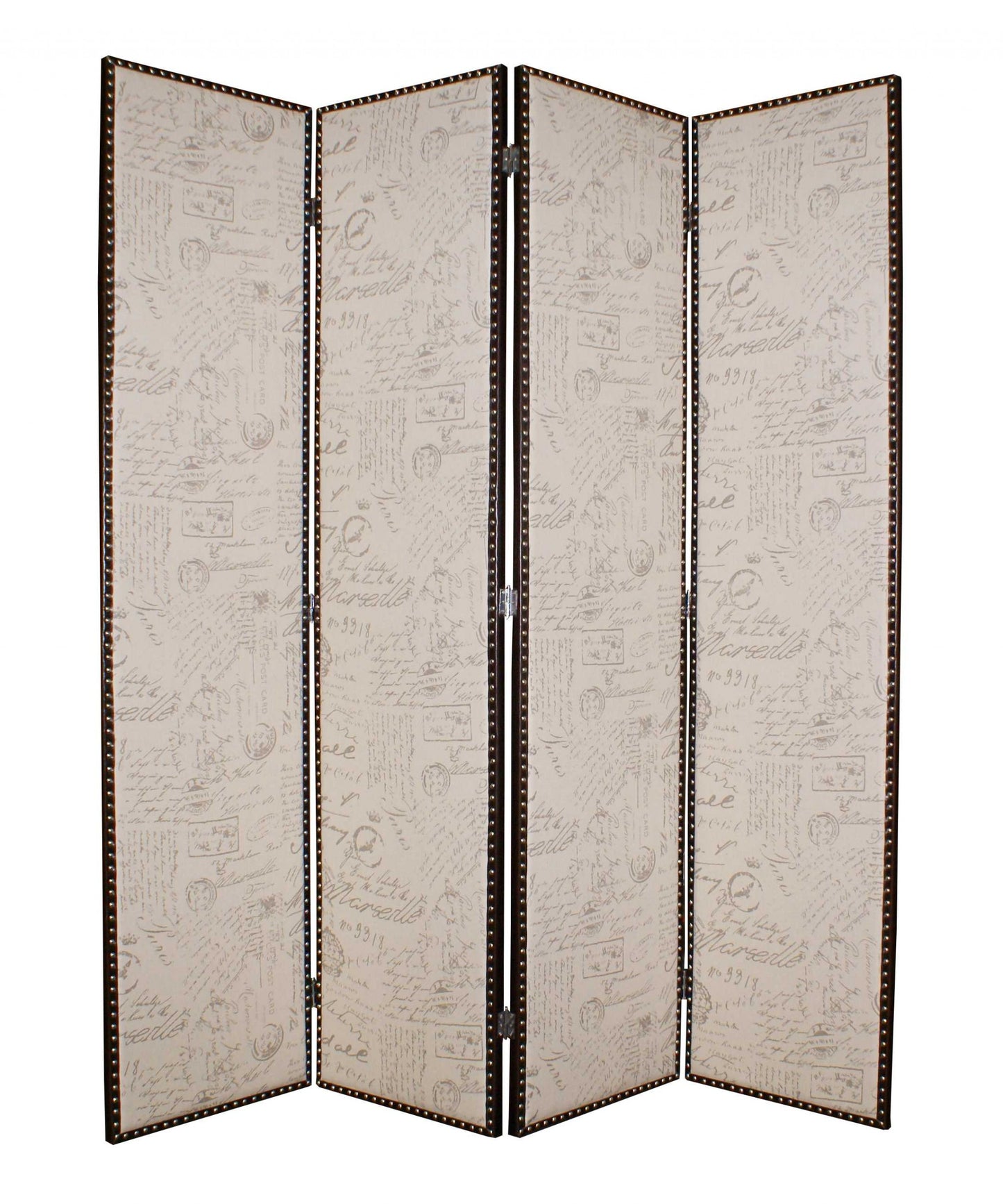 1 x 80 x 84 Beige Wood & Fabric Screen