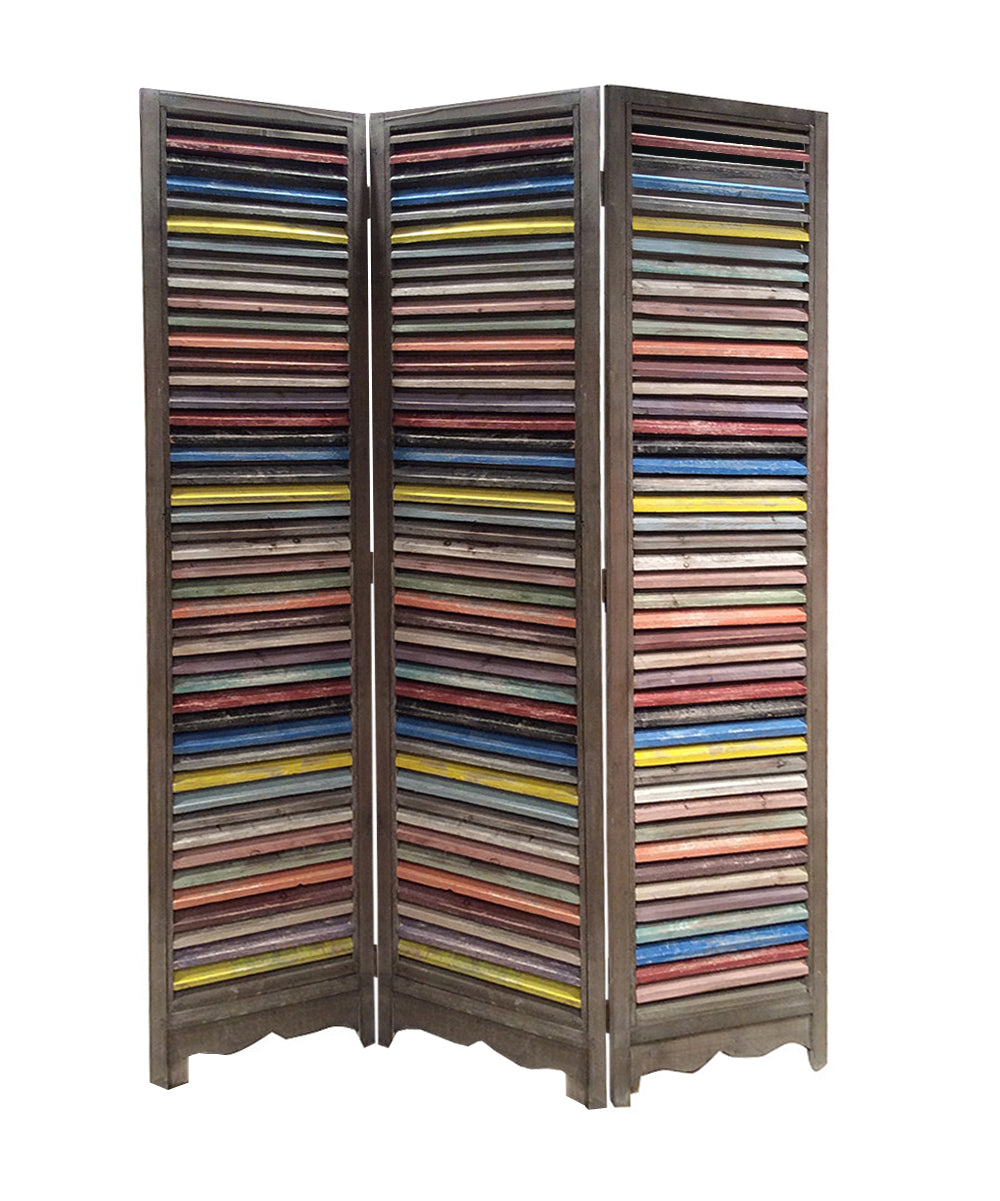 1" x 48" x 71" Multi Colored Wood Shutter Screen
