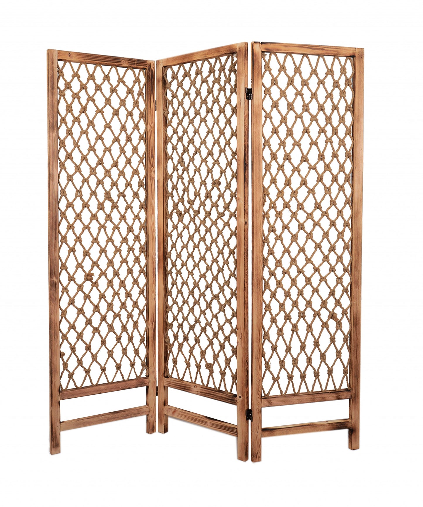 1 x 60 x 69 Natural Rope Wooden Screen