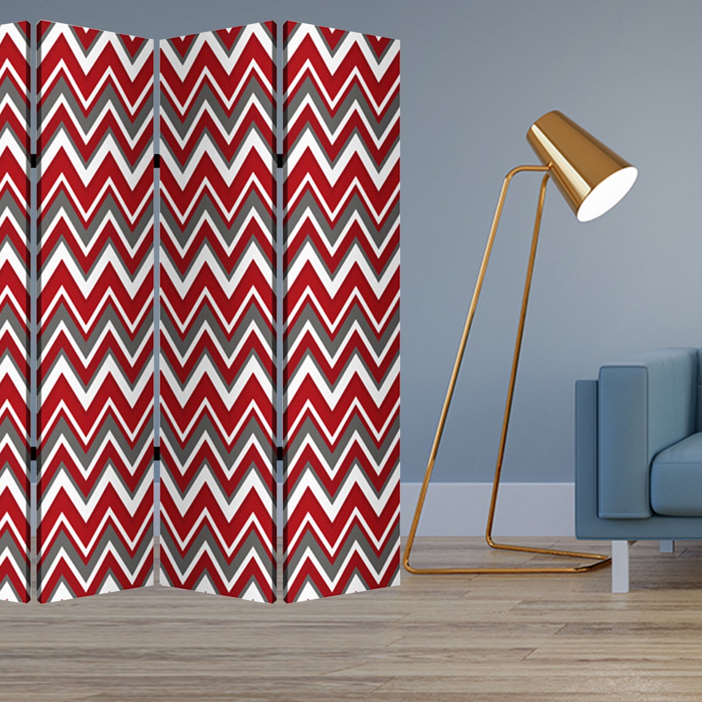 84" X 84" Mlti Color Wood Canvas Screen