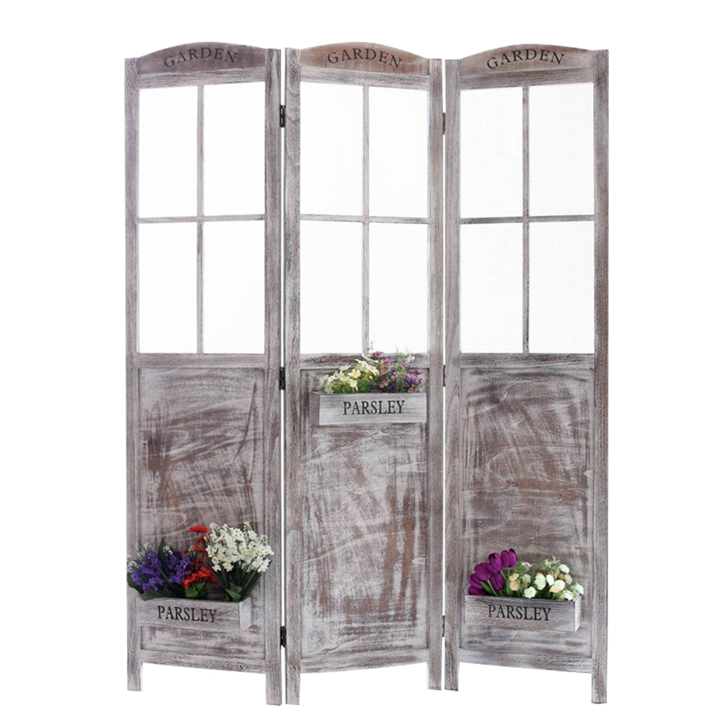 1 x 53 x 70 Gray Pot Garden Wood Screen
