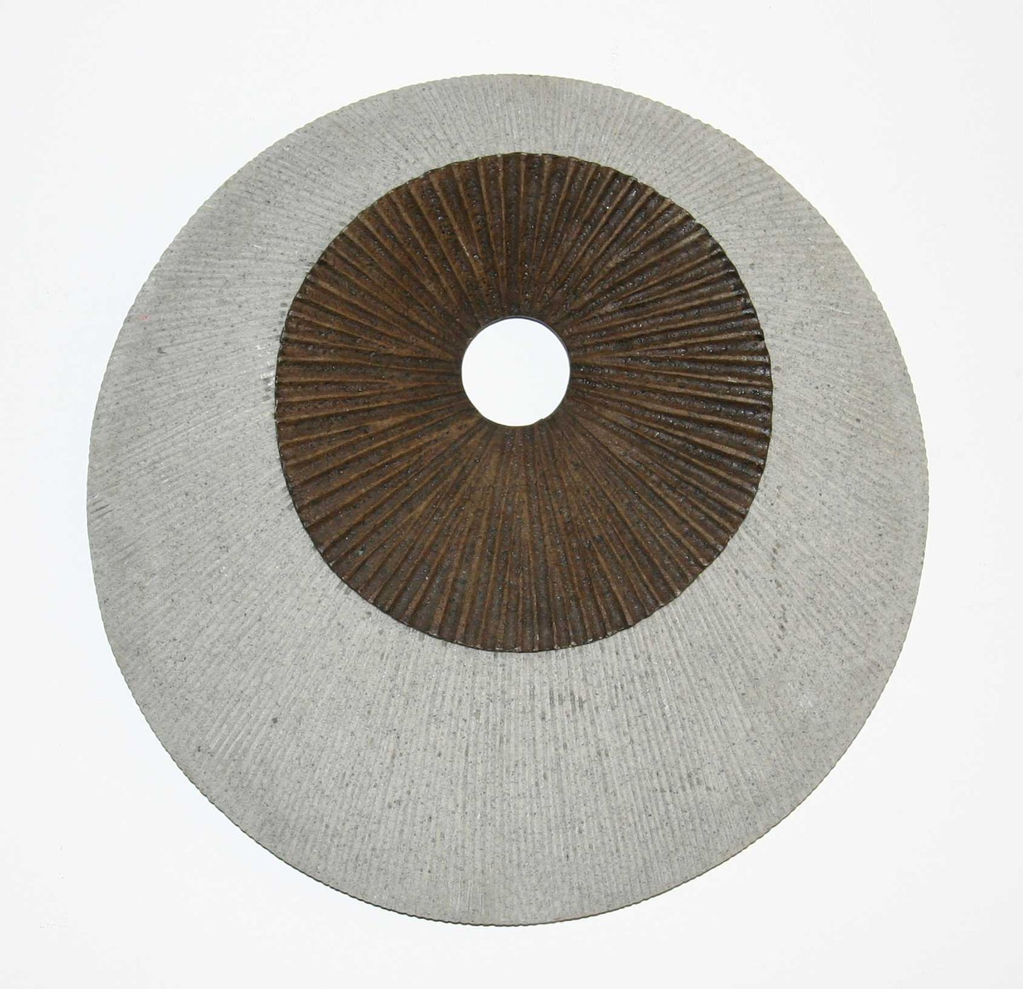 27" X 27" X 3" Brown & Gray Round Double Layer Ribbed Wall Decor