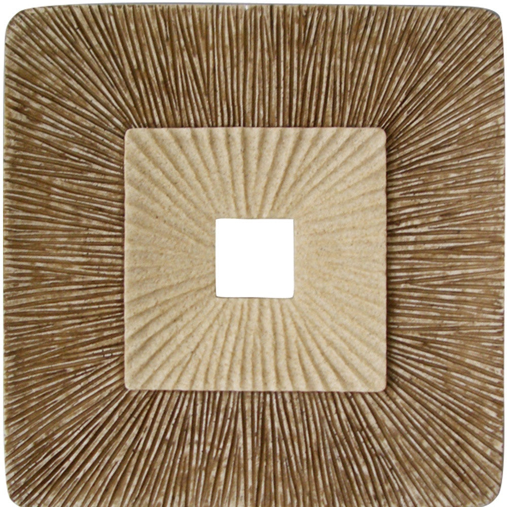 26" X 26" X 2" Brown Concave Square Double Layer Ribbed Wall Plaque