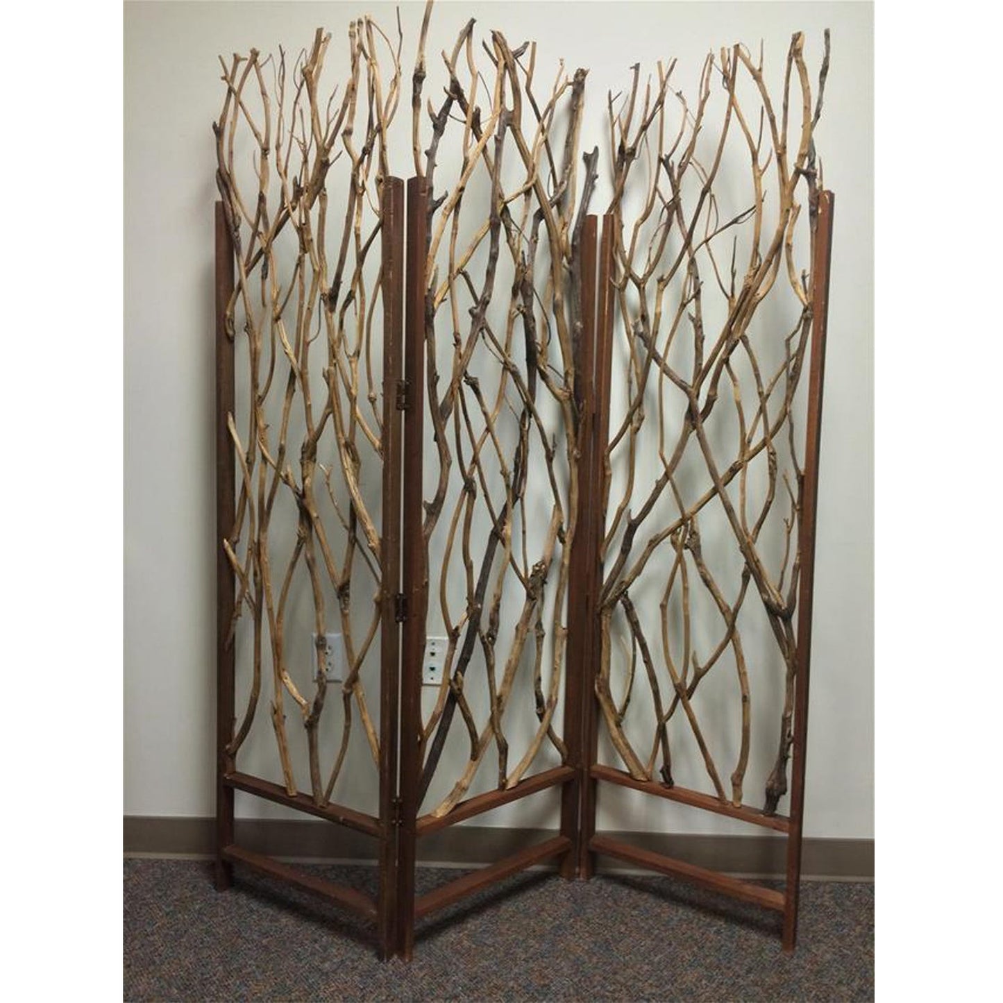 58" X 70" Brown Wood Tree Screen