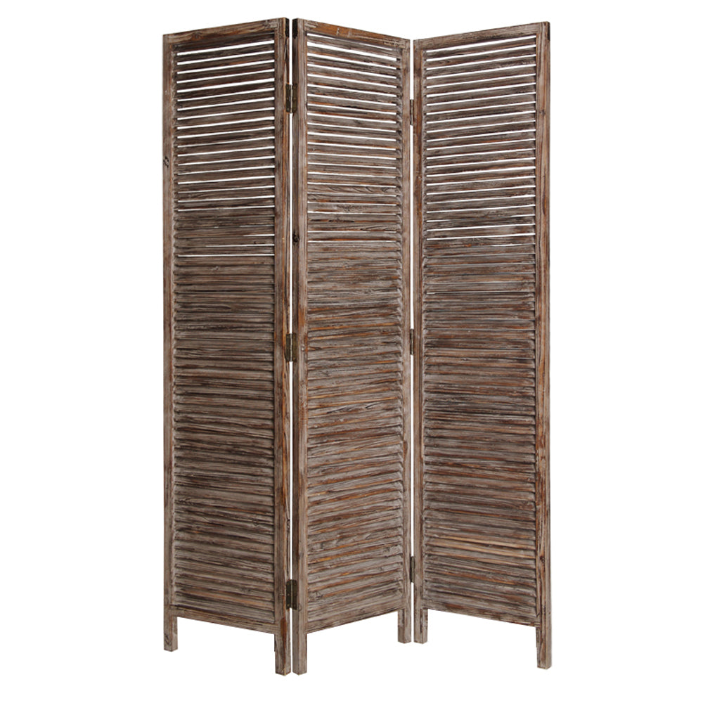 63" X 72" Brown 3 Panel Solid Wood Fortress Screen