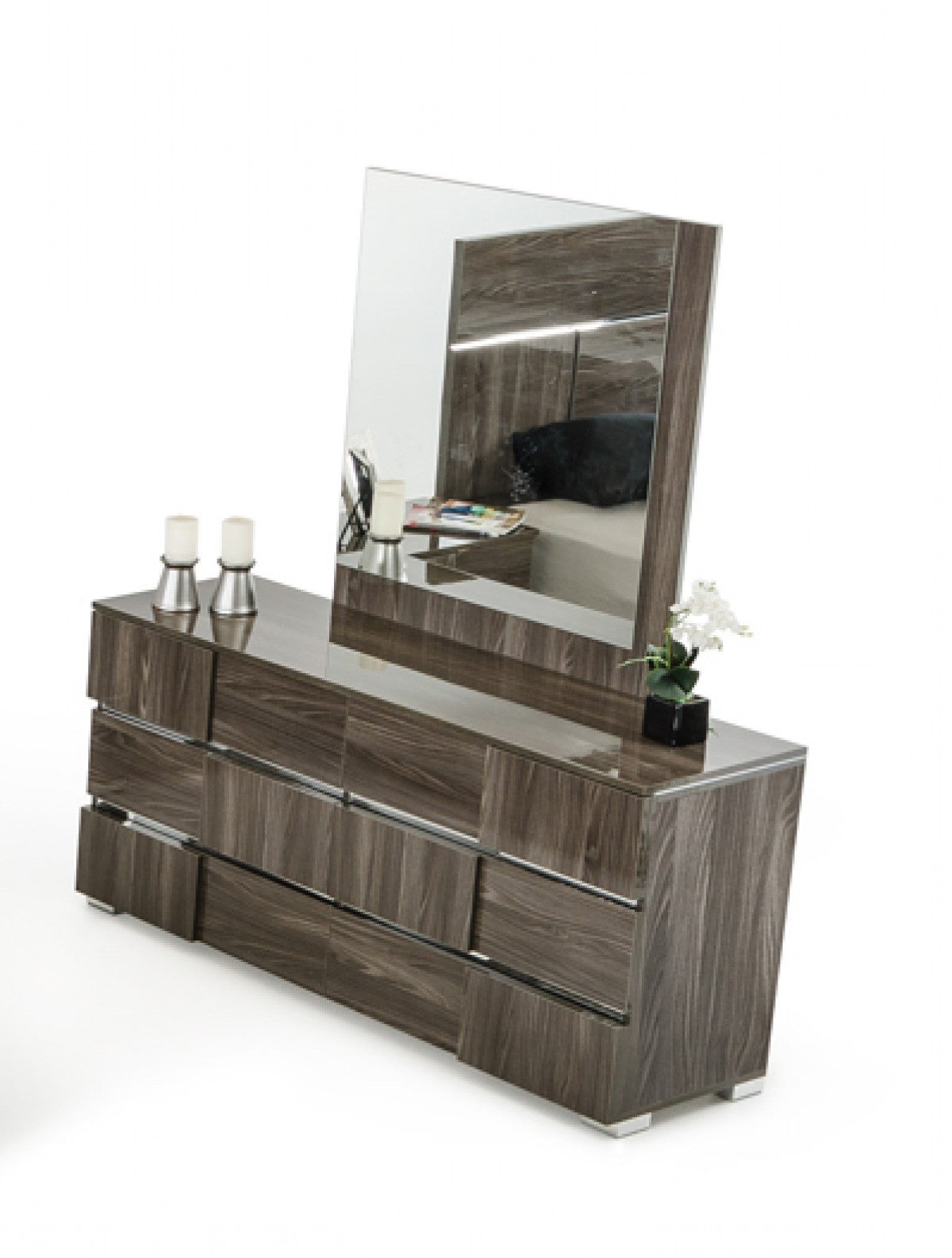 39" Ebony Mdf Veneer And Glass Mirror