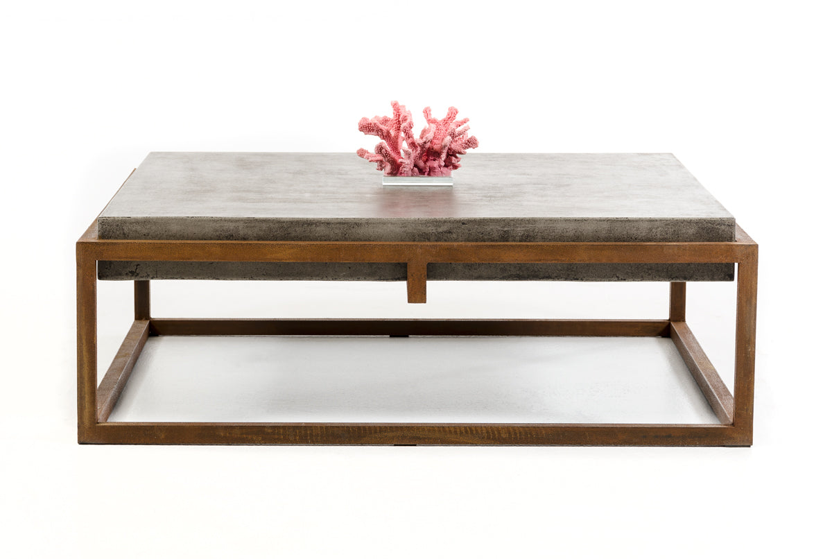15" Concrete And Metal Coffee Table