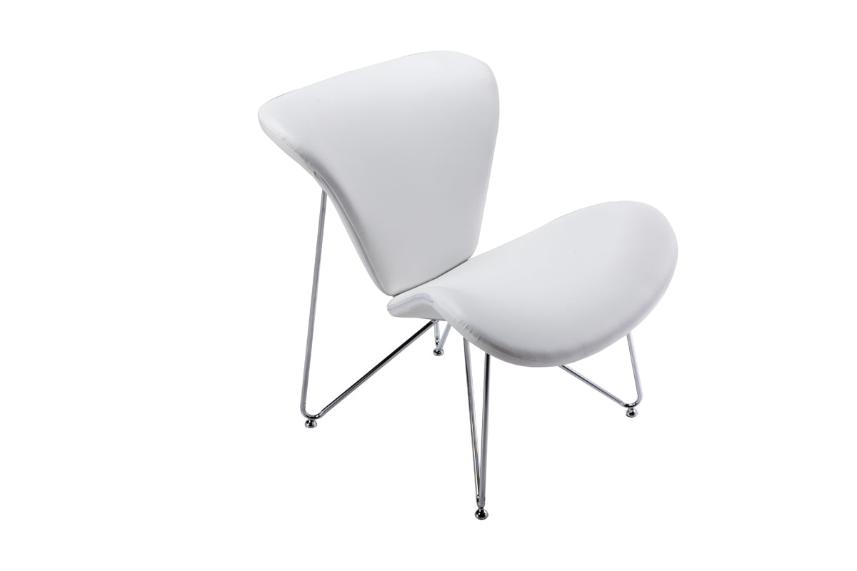 34" White Fabric Polyester And Metal Accent Chair
