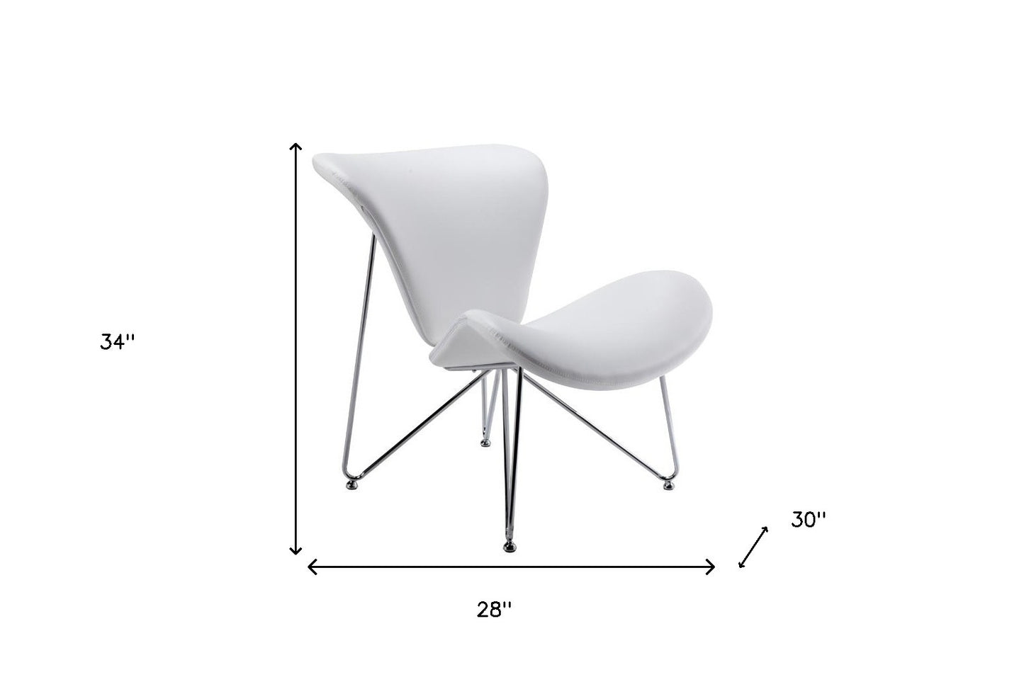 34" White Fabric Polyester And Metal Accent Chair