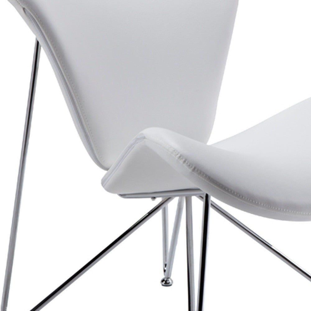 34" White Fabric Polyester And Metal Accent Chair
