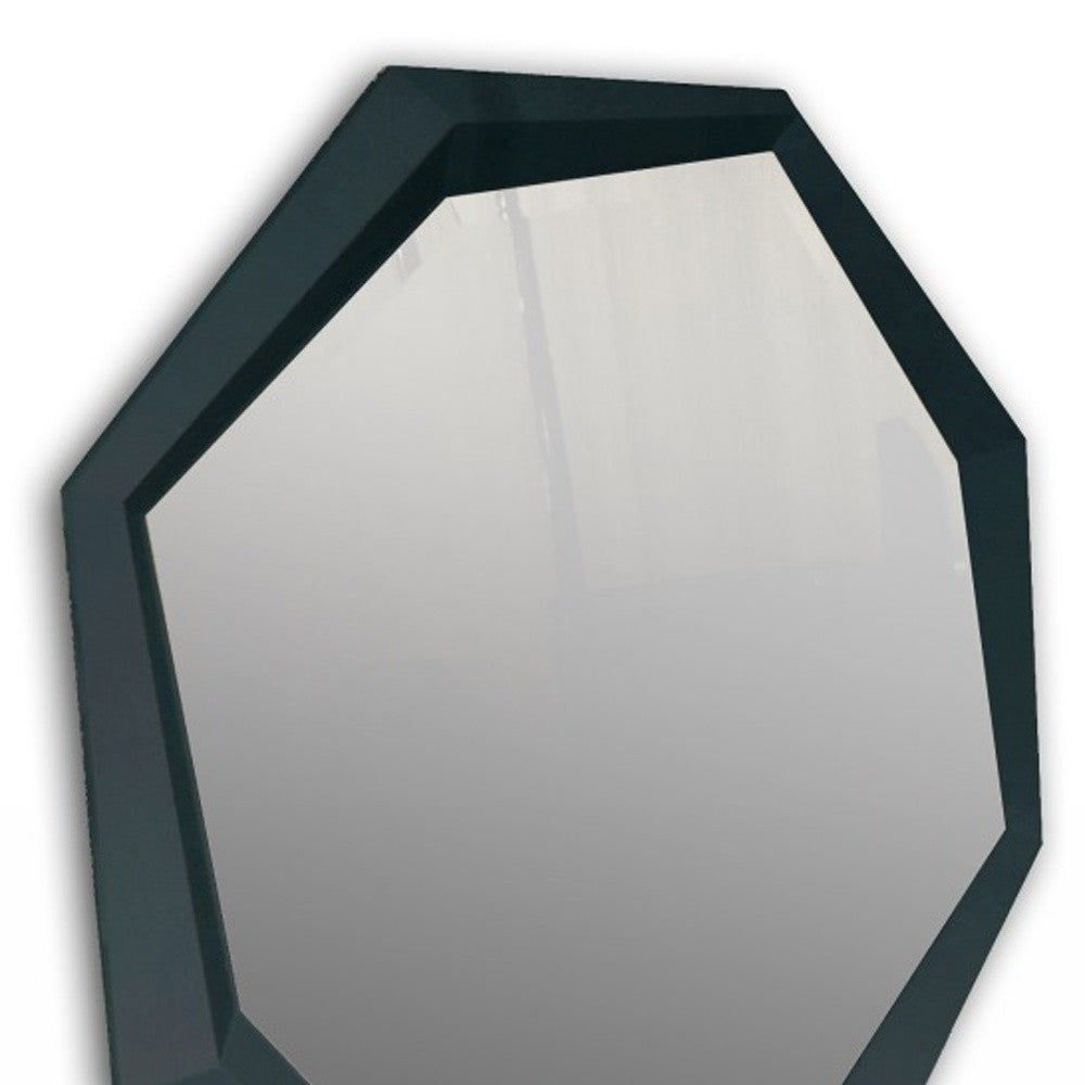 47" Black Crocodile Lacquer Mirror