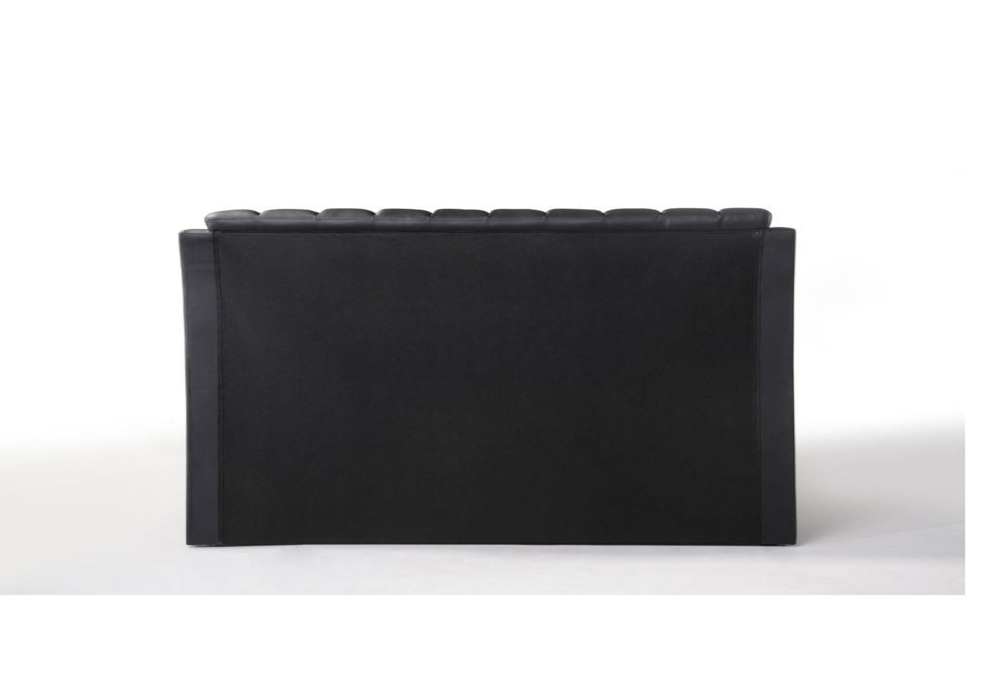 Queen Tufted Black Upholstered Faux Leather Bed With Nailhead Trim