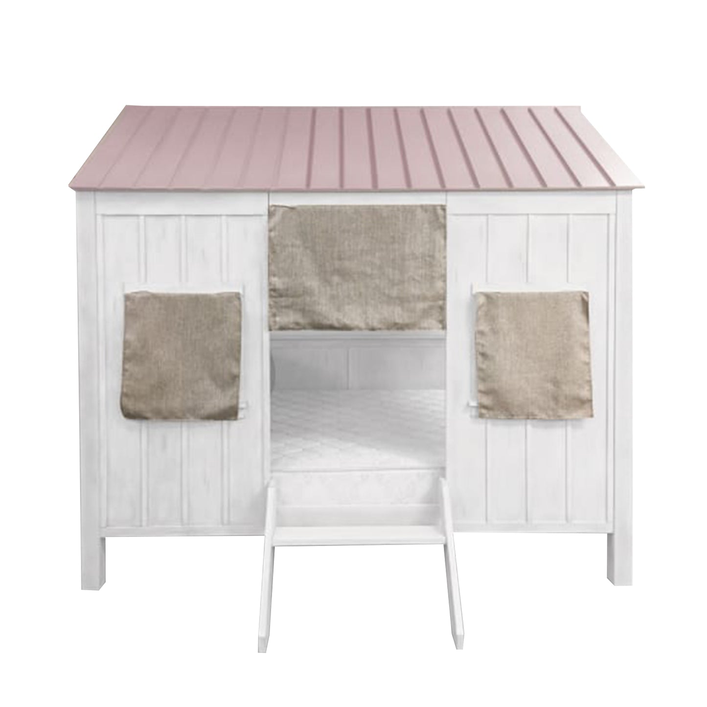 84" X 59" X 77" Weathered White And Washed Gray Cottage Full Bed