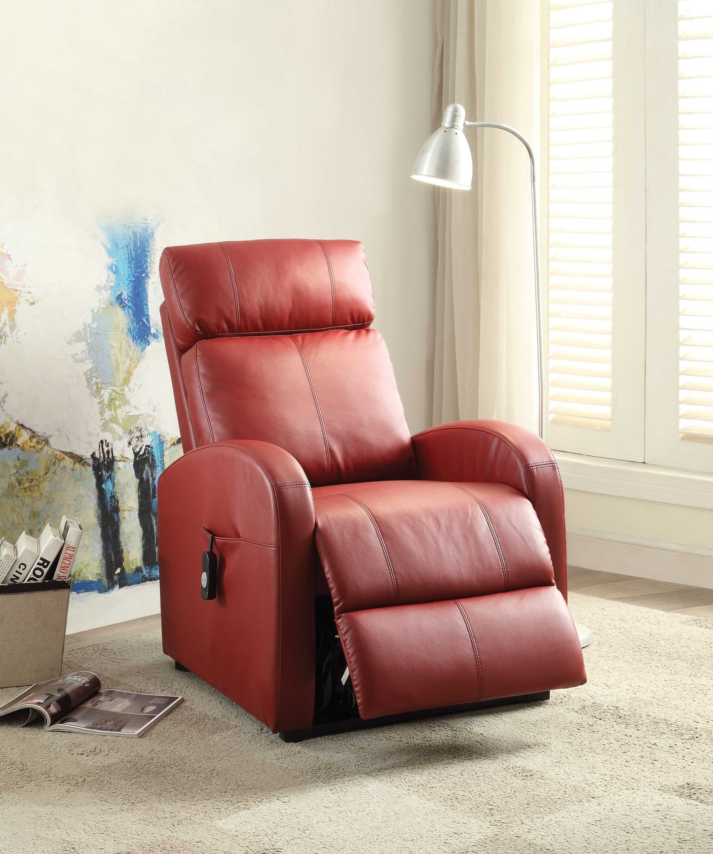 28" X 37" X 40" Dark Gray Pu Recliner With Power Lift