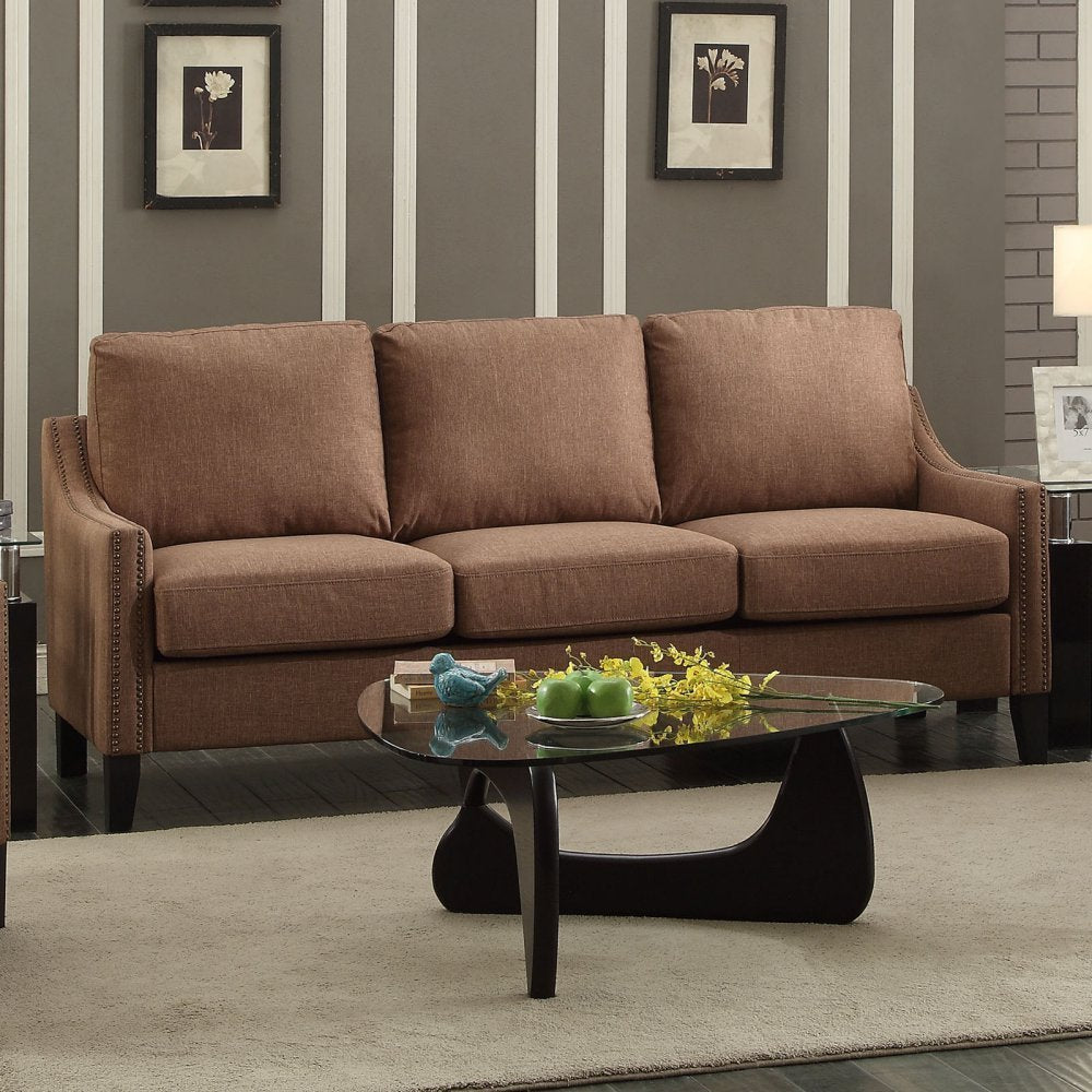 68" Gray Linen and Black Sofa