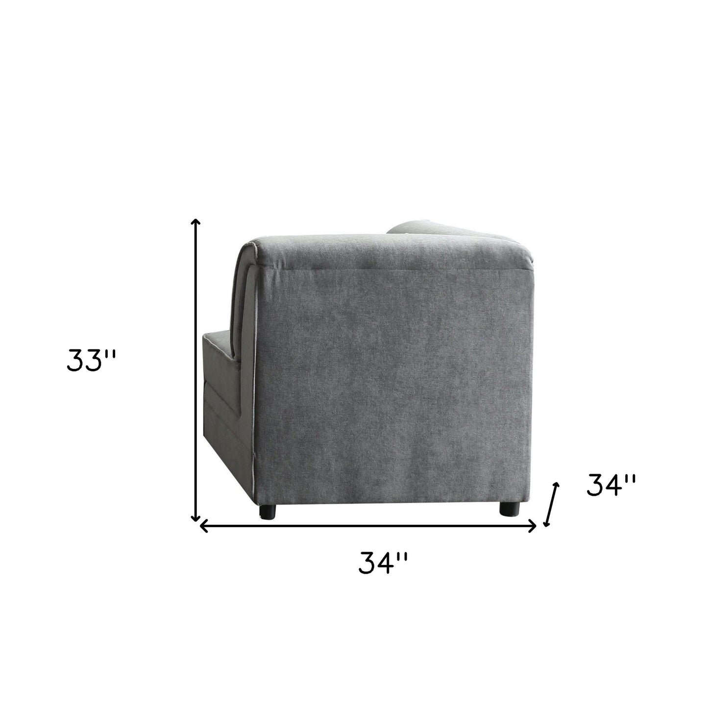 34" X 34" X 33" Gray Velvet Wedge And 1 Pillow