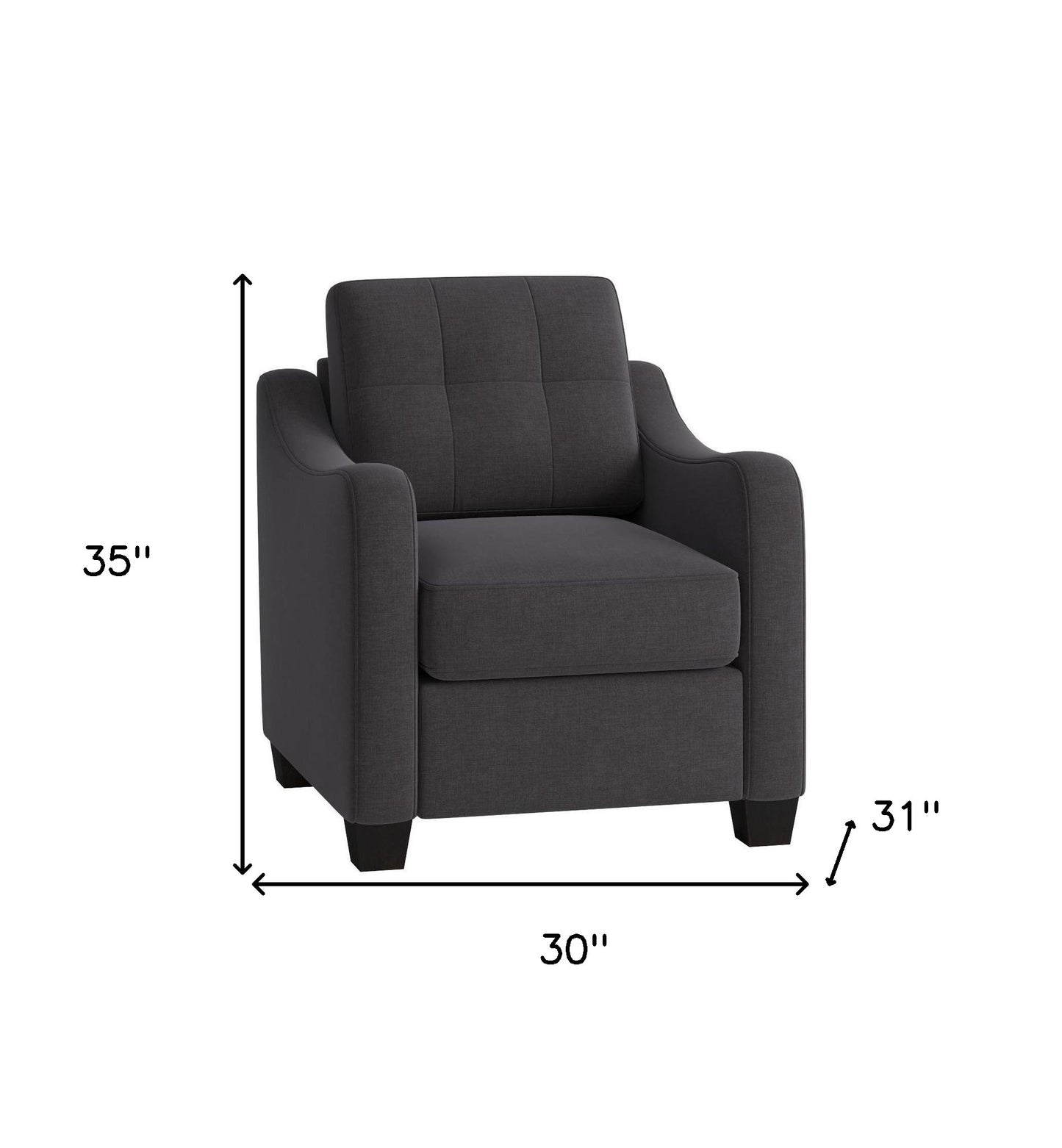30" Gray And Brown Linen Tufted Arm Chair