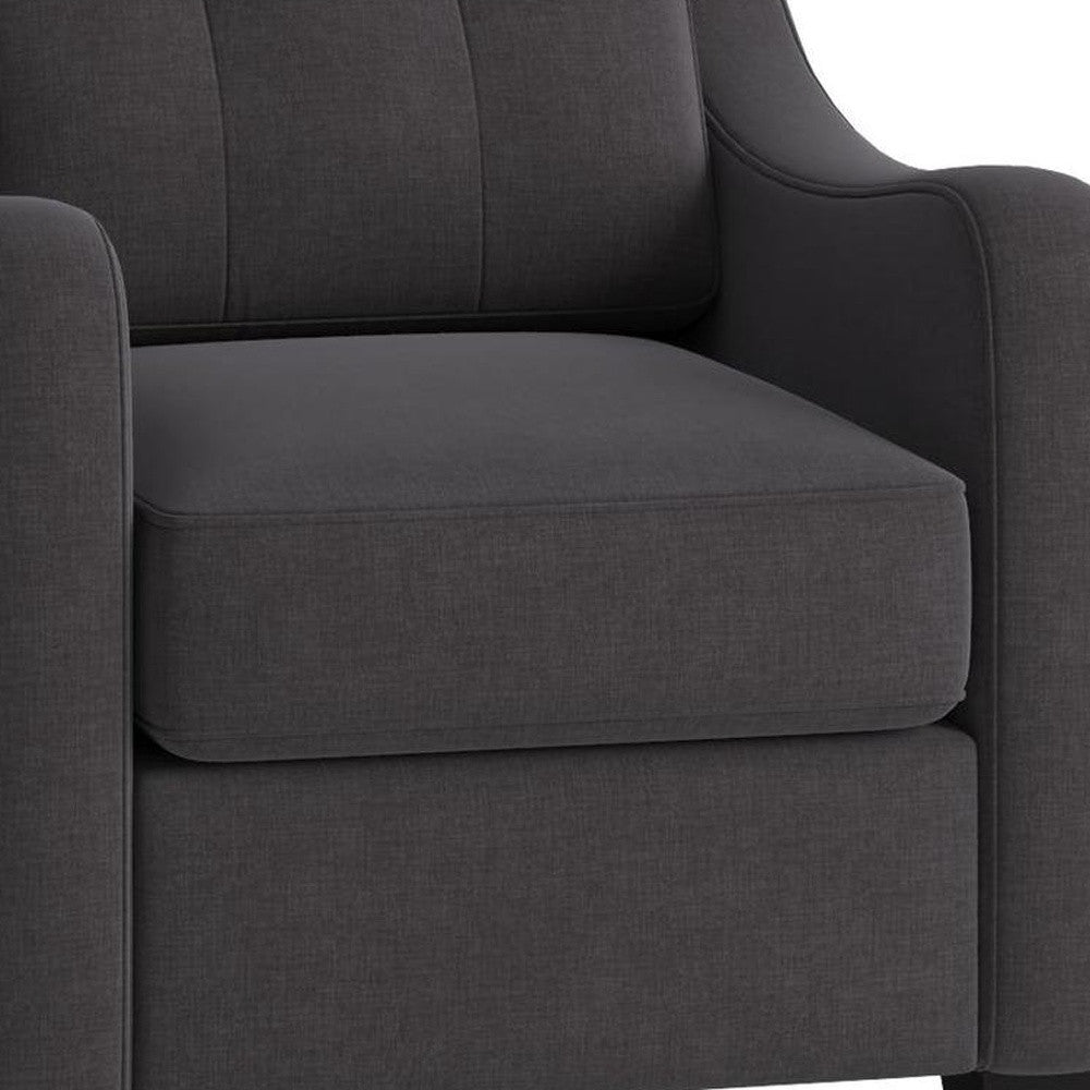30" Gray And Brown Linen Tufted Arm Chair