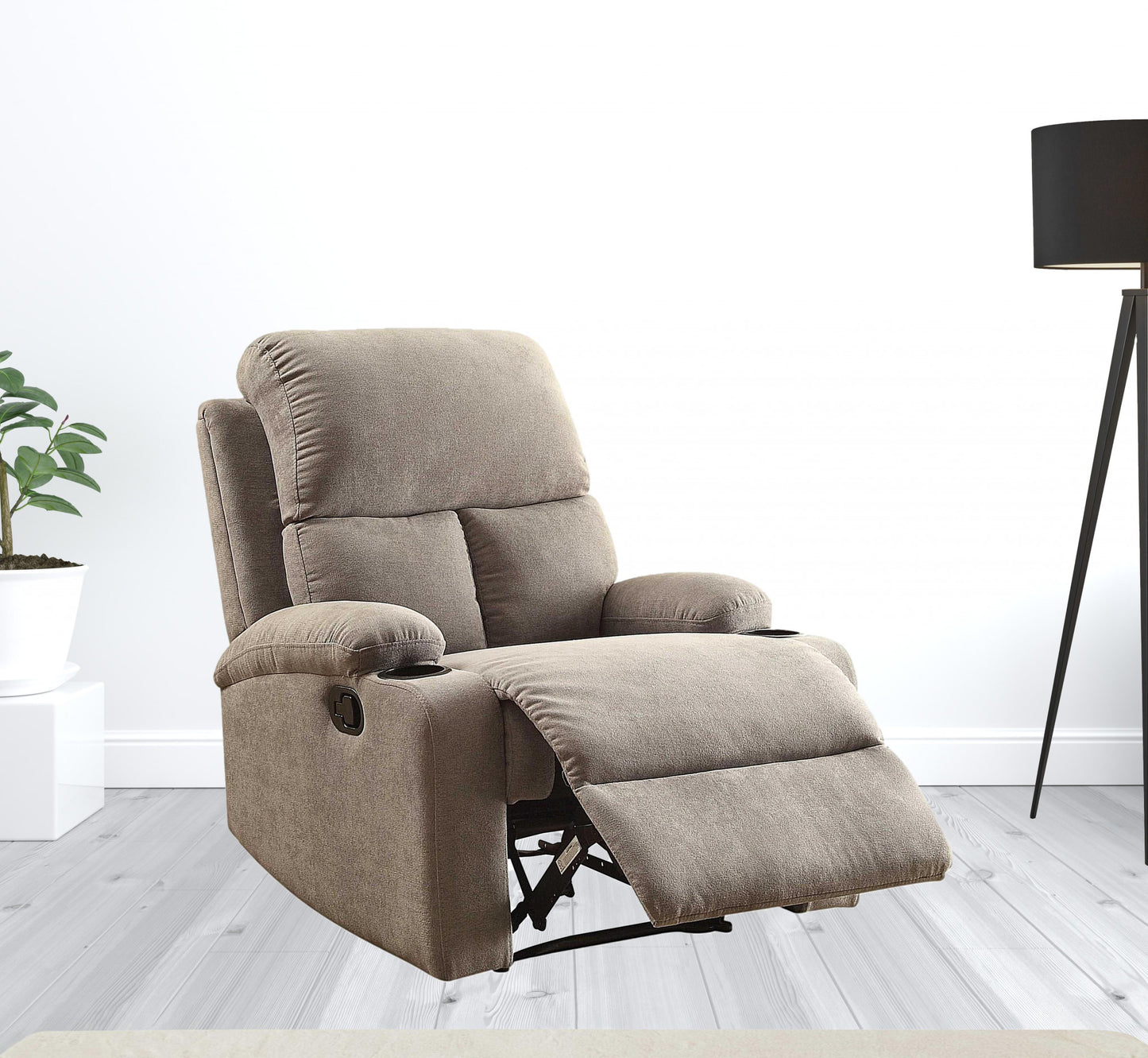 32" X 37" X 39" Blue Linen Fabric Recliner