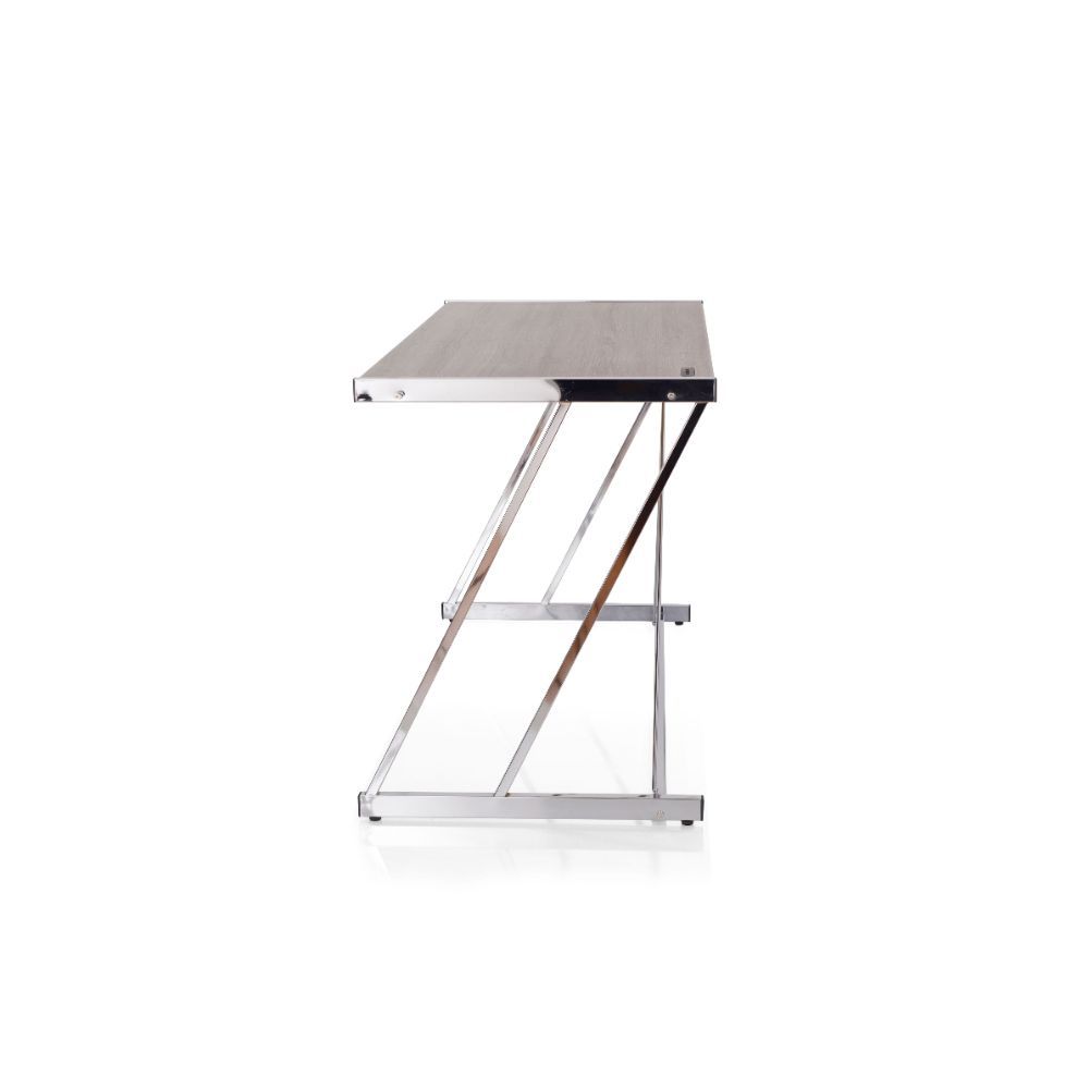 47" Brown And Silver Metallic Secretary Desk