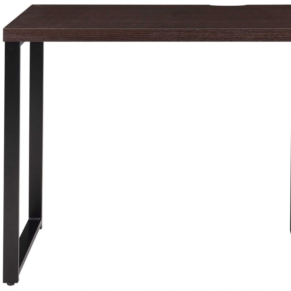 47" Brown Oak Wood Rectangular Writing Desk With Three Drawers