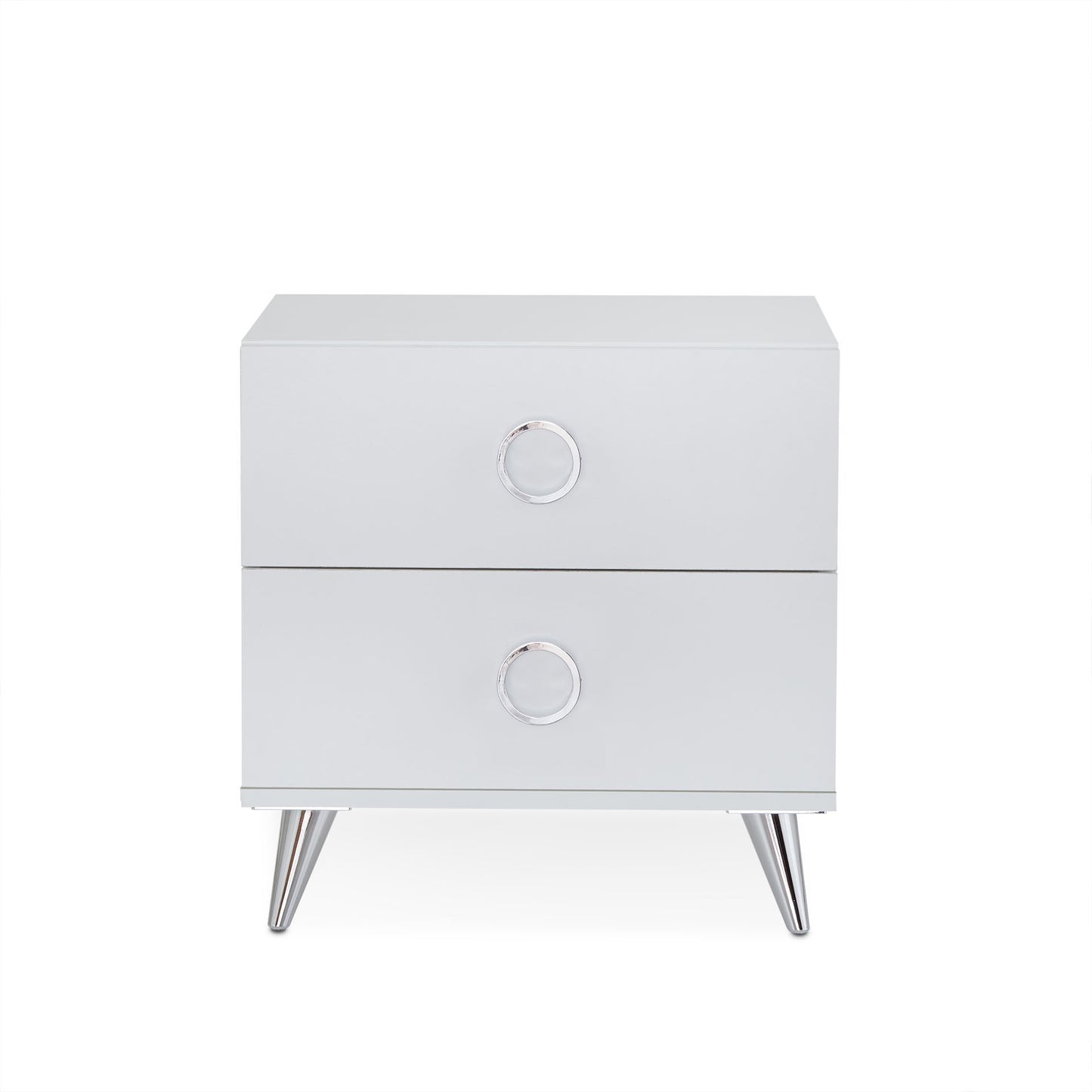 20" White Two Drawers Nightstand
