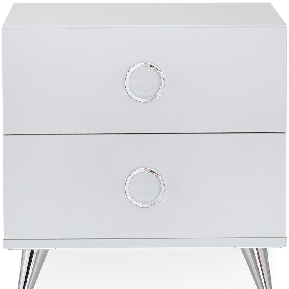 20" White Two Drawers Nightstand