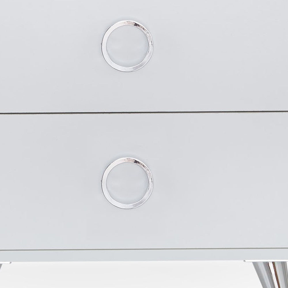 20" White Two Drawers Nightstand