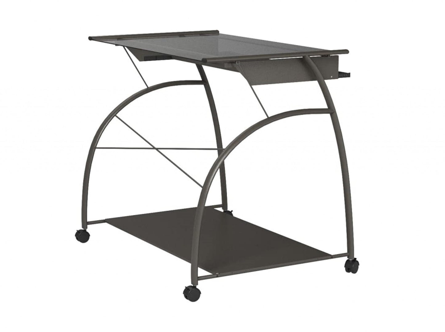 32" Clear Glass Mirrored Rectangular Computer Desk
