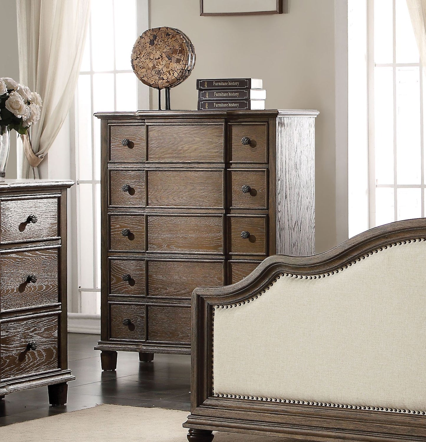40" X 18" X 50" Weathered Oak Wood Chest
