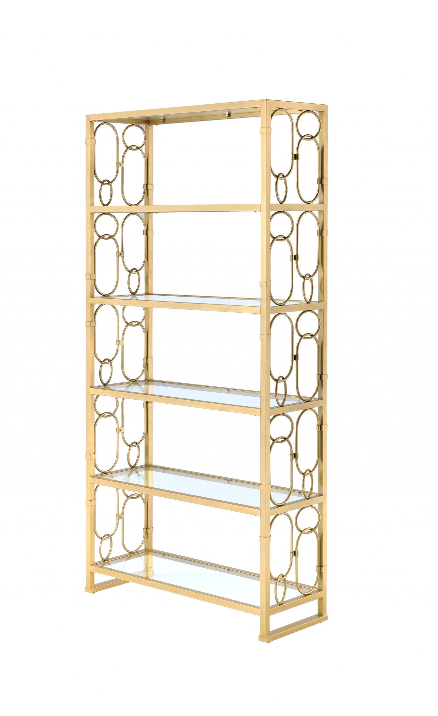 77" Gold Metal Four Tier Etagere Bookcase