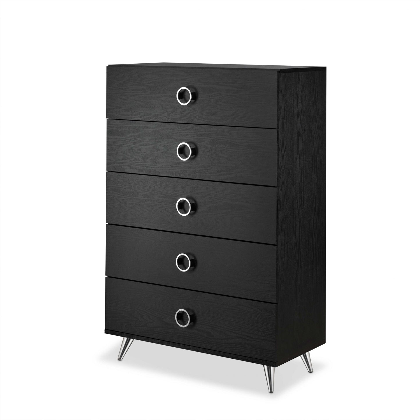 32" X 17" X 47" White And Chrome Particle Board Chest