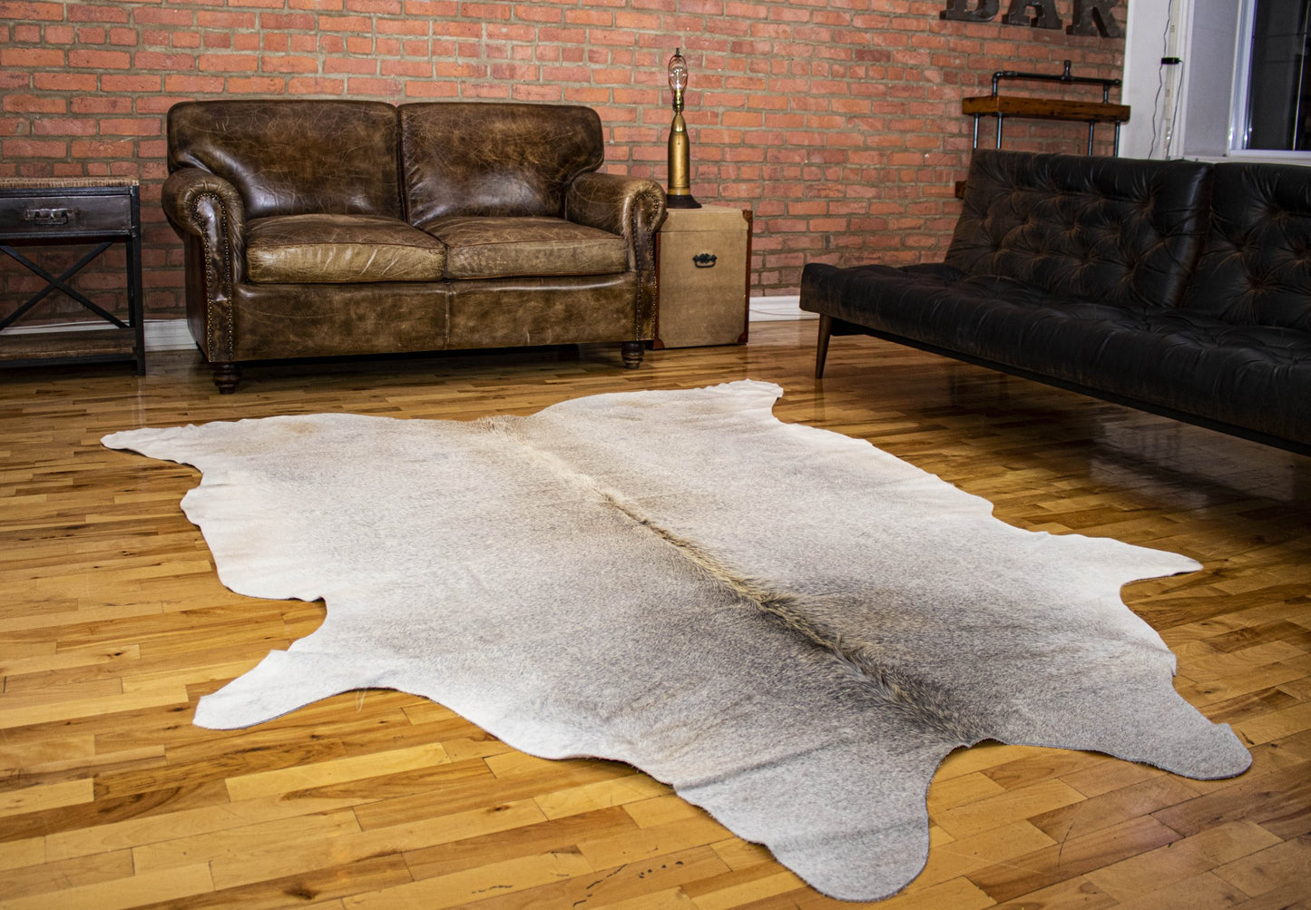 72" X 84" Natural And Light Gray Cowhide Area Rug
