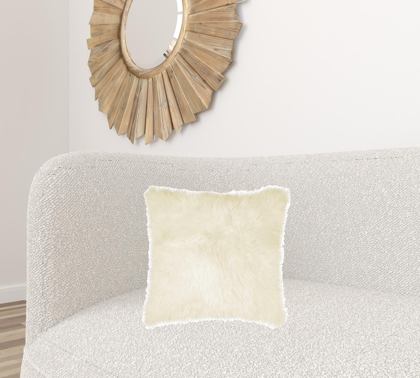 18" X 18" X 5" Gray Sheepskin Pillow